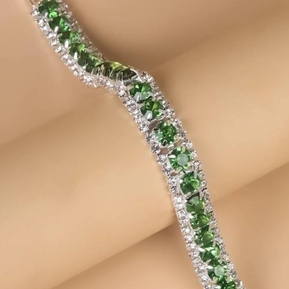 Swarovski Elements Light Green Tennis Bracelet - Picture 2 of 7